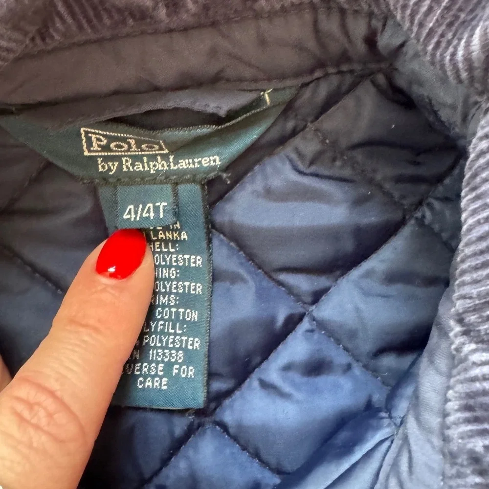 Polo Ralph Lauren Quilted Barn Jacket Navy Blue 4T Kids Heritage Style Preppy - Picture 3 of 4